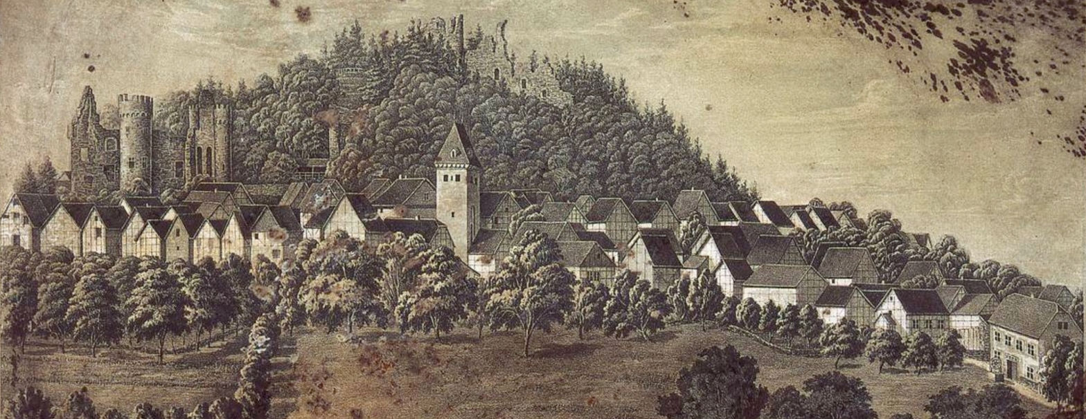 Ausschnitt aus einem Stahlstich von Staufenberg aus dem Jahr 1855, HStAD P1, 489.