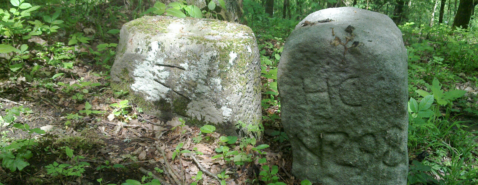 Historischer Grenzstein und mutmaßlicher Markstein am Totenberg.